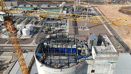 宁夏30万吨/年高效复合肥二期高塔项目全力攻坚